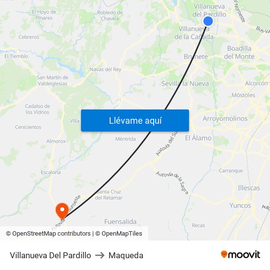 Villanueva Del Pardillo to Maqueda map
