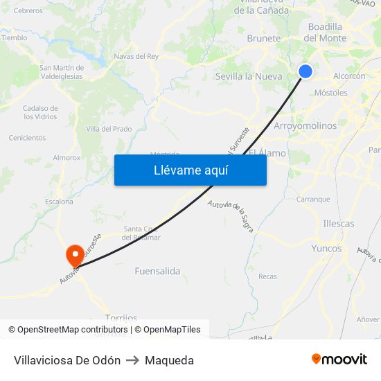 Villaviciosa De Odón to Maqueda map