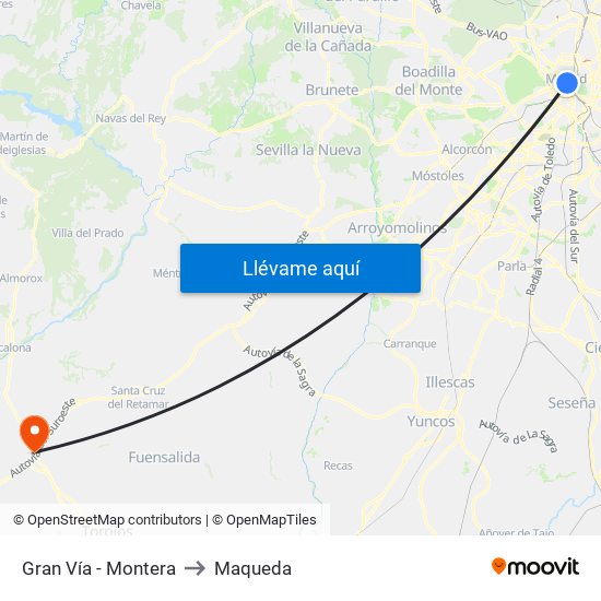 Gran Vía - Montera to Maqueda map