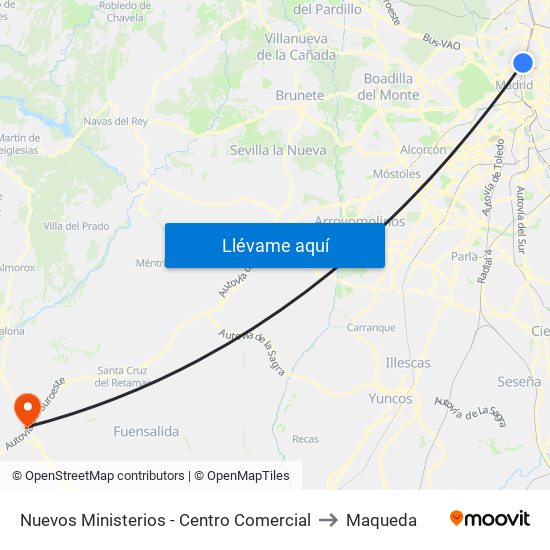 Nuevos Ministerios - Centro Comercial to Maqueda map