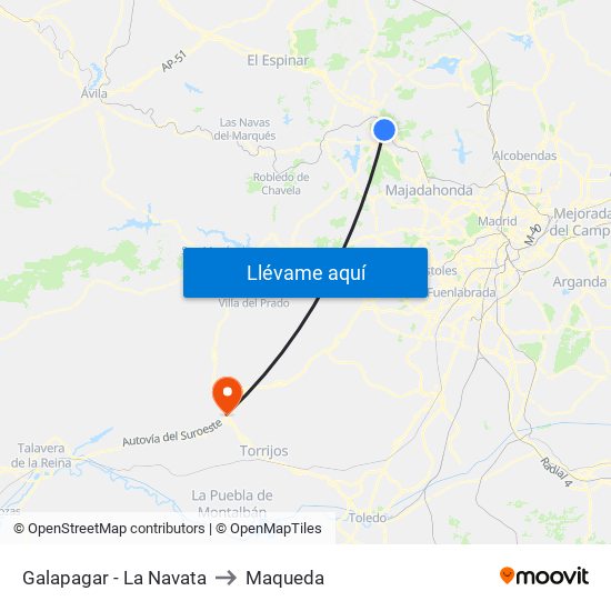Galapagar - La Navata to Maqueda map