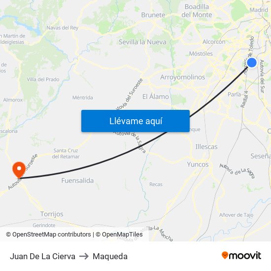 Juan De La Cierva to Maqueda map