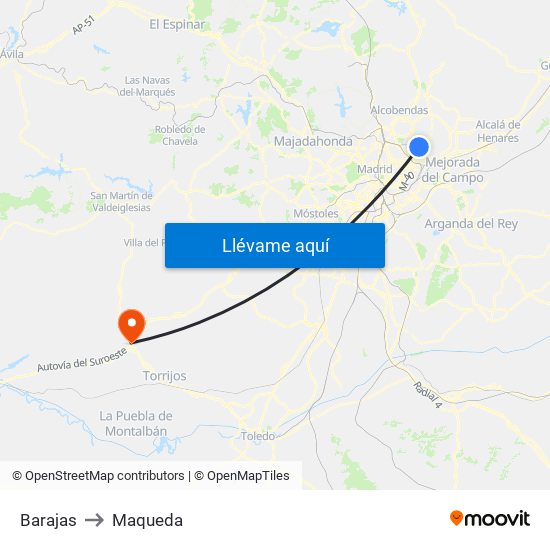 Barajas to Maqueda map