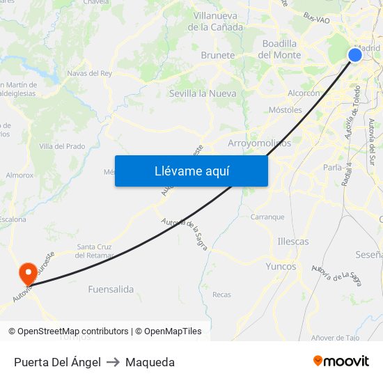 Puerta Del Ángel to Maqueda map