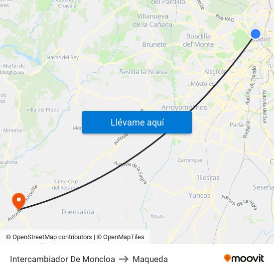 Intercambiador De Moncloa to Maqueda map