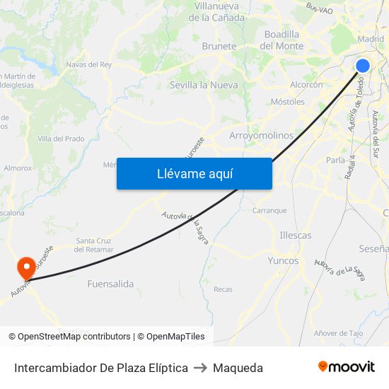 Intercambiador De Plaza Elíptica to Maqueda map
