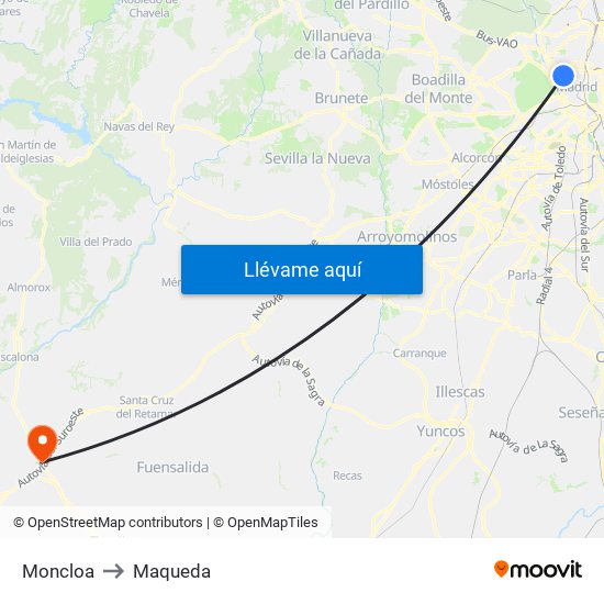 Moncloa to Maqueda map