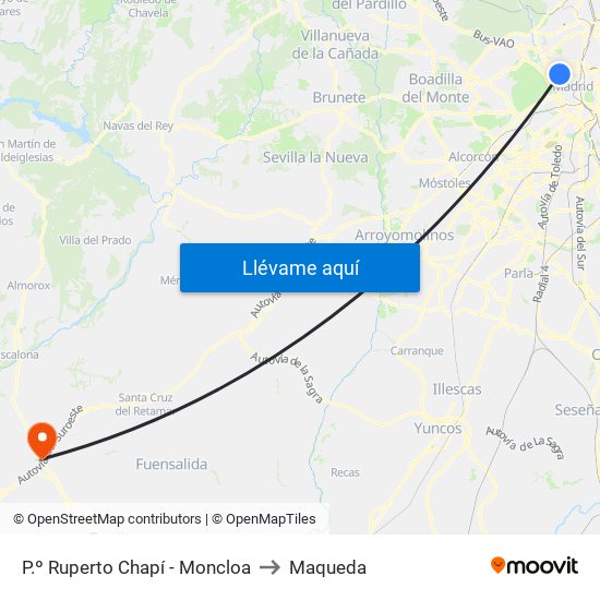 P.º Ruperto Chapí - Moncloa to Maqueda map