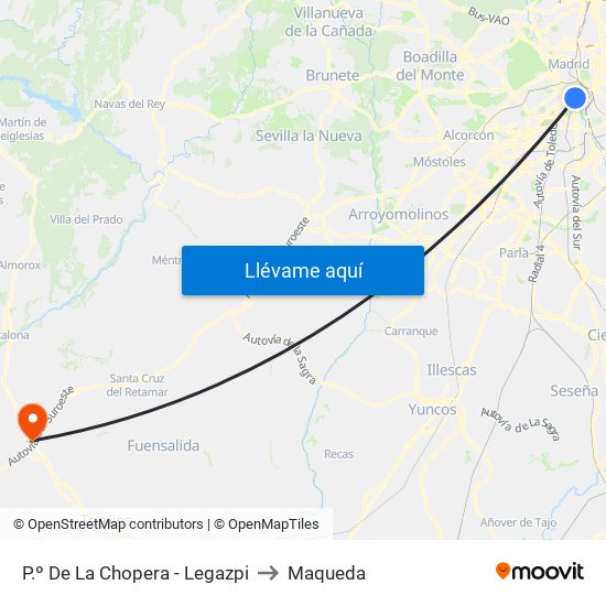 P.º De La Chopera - Legazpi to Maqueda map