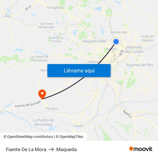 Fuente De La Mora to Maqueda map