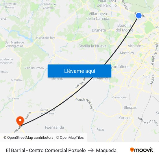 El Barrial - Centro Comercial Pozuelo to Maqueda map