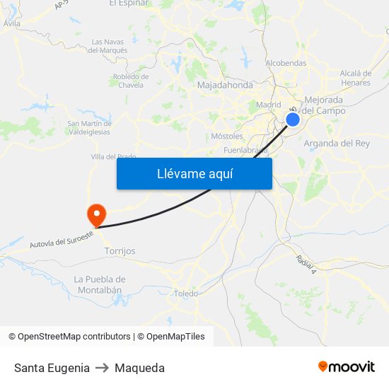 Santa Eugenia to Maqueda map