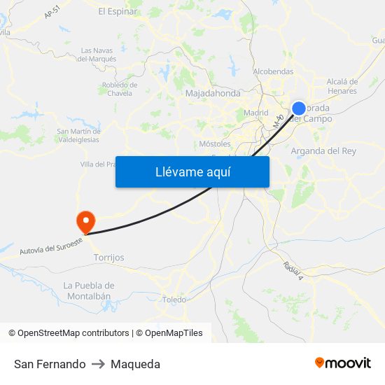 San Fernando to Maqueda map