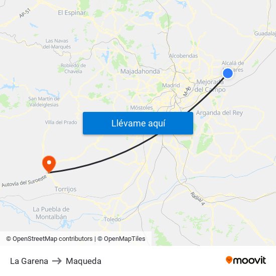 La Garena to Maqueda map