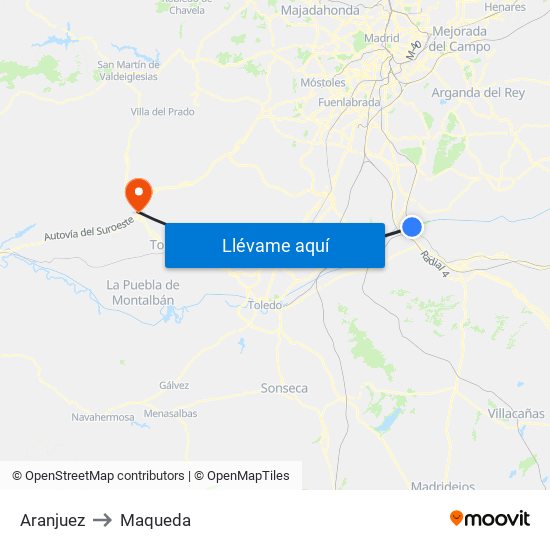 Aranjuez to Maqueda map