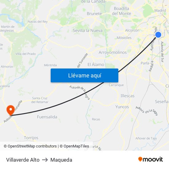 Villaverde Alto to Maqueda map