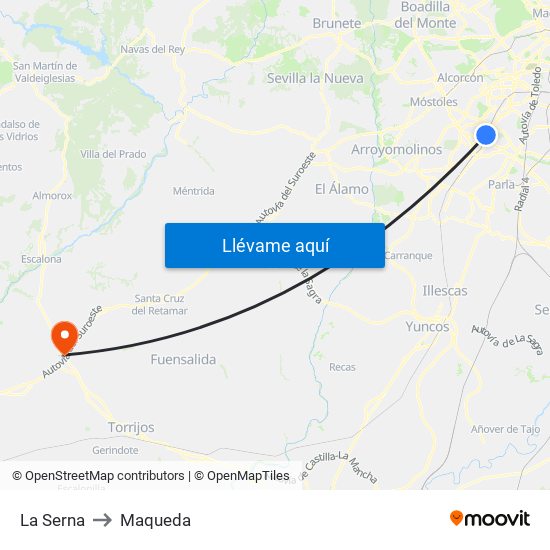 La Serna to Maqueda map