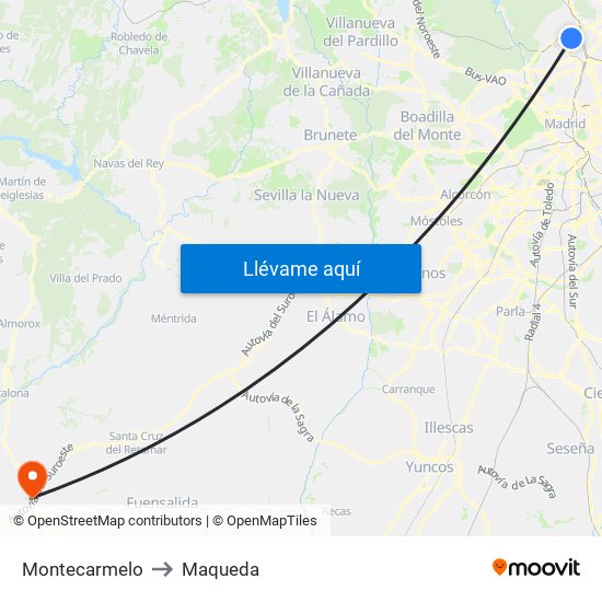 Montecarmelo to Maqueda map
