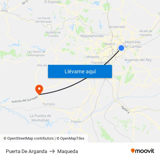 Puerta De Arganda to Maqueda map