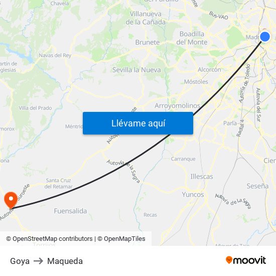 Goya to Maqueda map