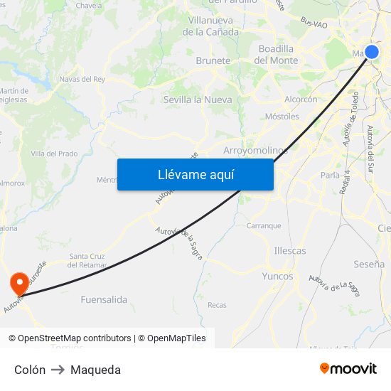 Colón to Maqueda map