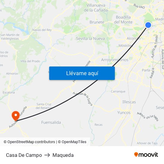 Casa De Campo to Maqueda map