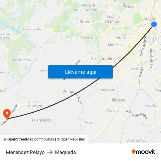 Menéndez Pelayo to Maqueda map