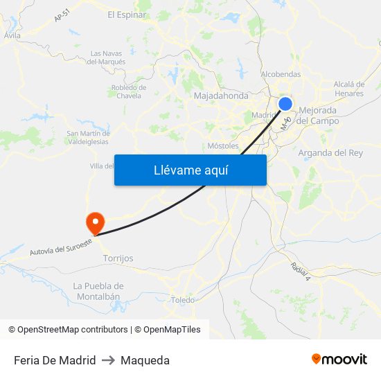 Feria De Madrid to Maqueda map