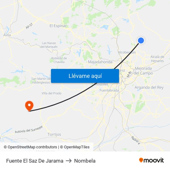 Fuente El Saz De Jarama to Nombela map