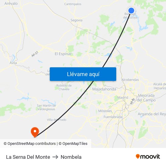 La Serna Del Monte to Nombela map