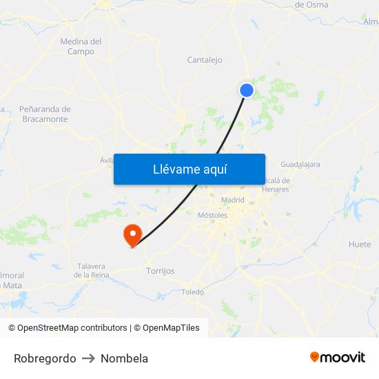 Robregordo to Nombela map