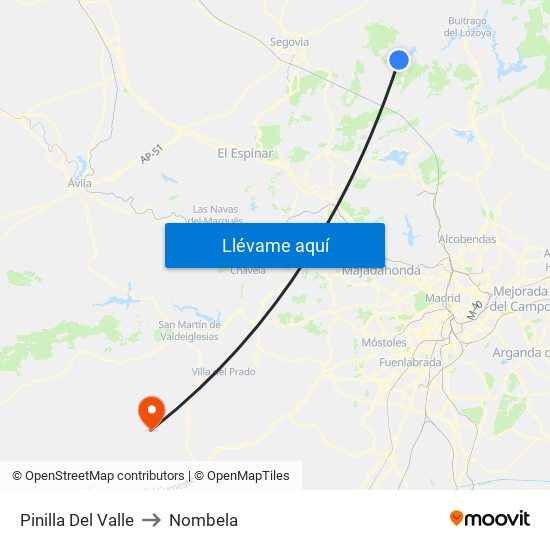 Pinilla Del Valle to Nombela map