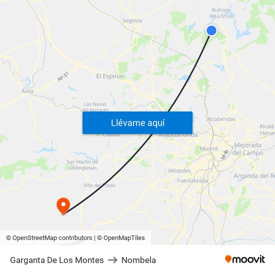 Garganta De Los Montes to Nombela map