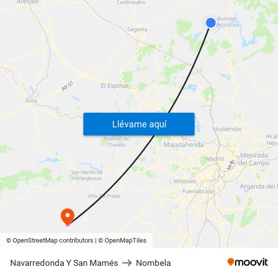 Navarredonda Y San Mamés to Nombela map