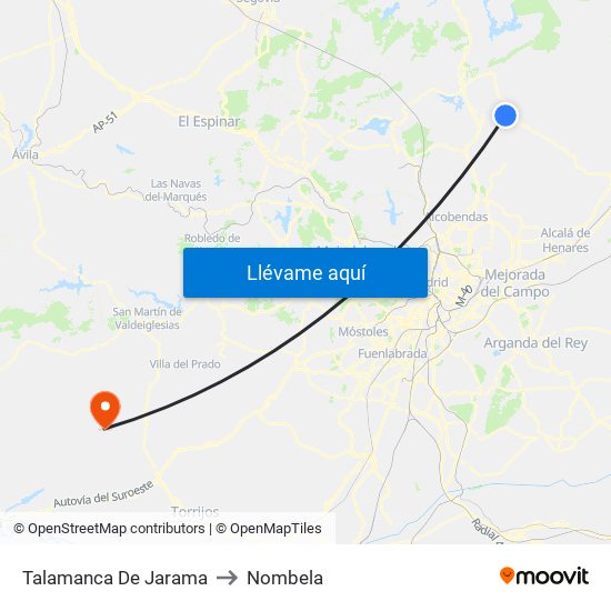 Talamanca De Jarama to Nombela map