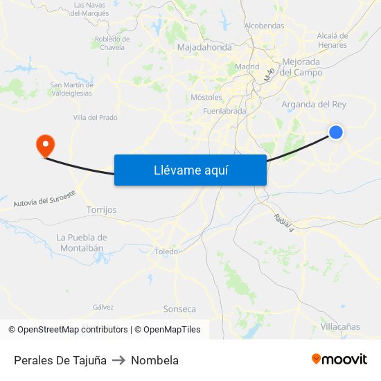Perales De Tajuña to Nombela map