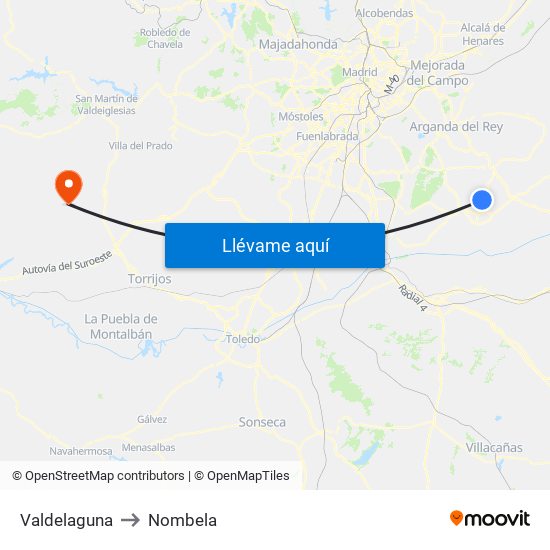 Valdelaguna to Nombela map
