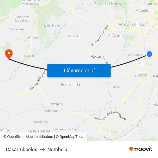 Casarrubuelos to Nombela map