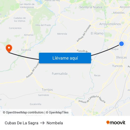Cubas De La Sagra to Nombela map