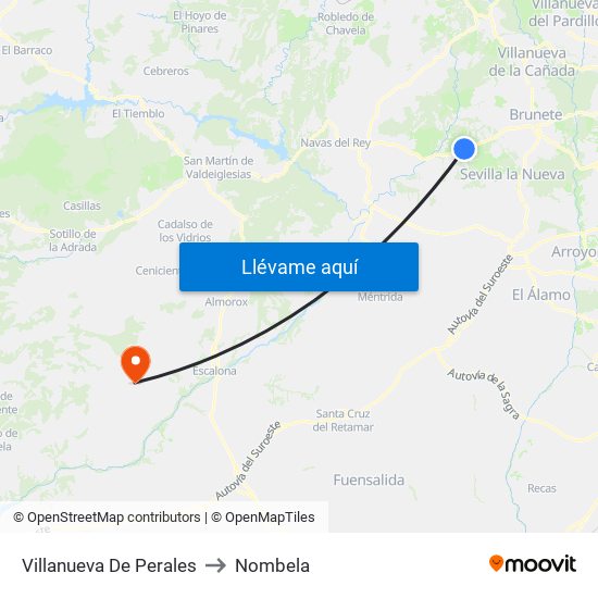 Villanueva De Perales to Nombela map