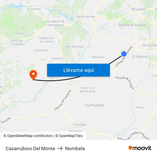 Casarrubios Del Monte to Nombela map