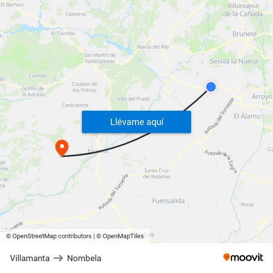 Villamanta to Nombela map