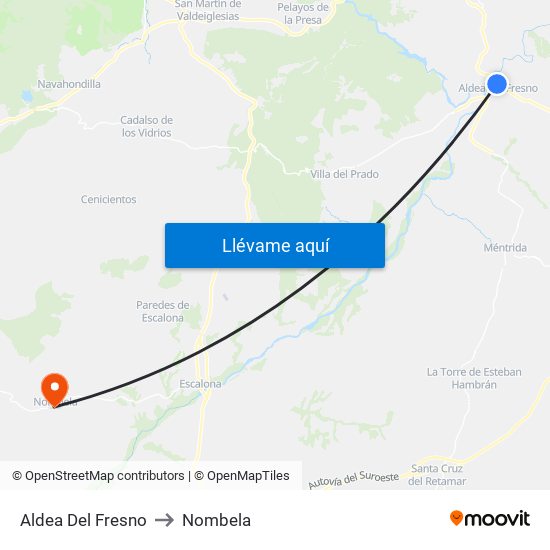 Aldea Del Fresno to Nombela map