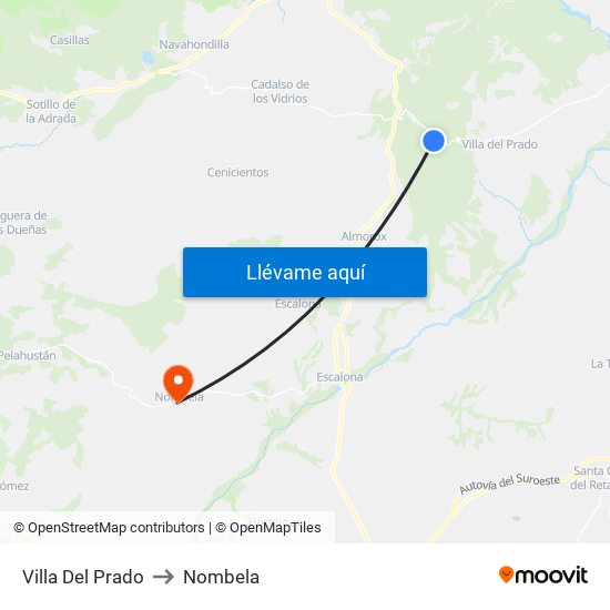 Villa Del Prado to Nombela map
