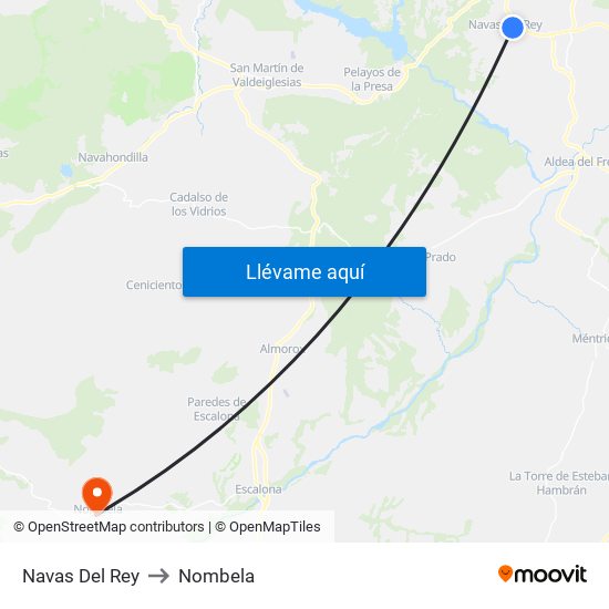 Navas Del Rey to Nombela map