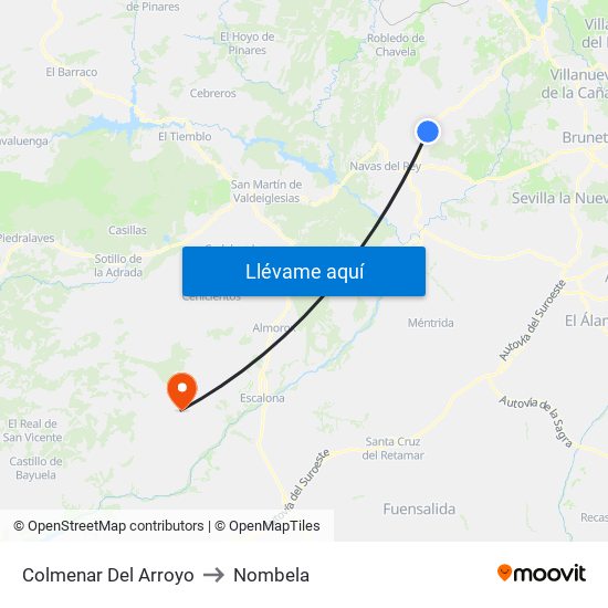 Colmenar Del Arroyo to Nombela map