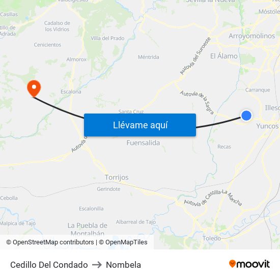 Cedillo Del Condado to Nombela map