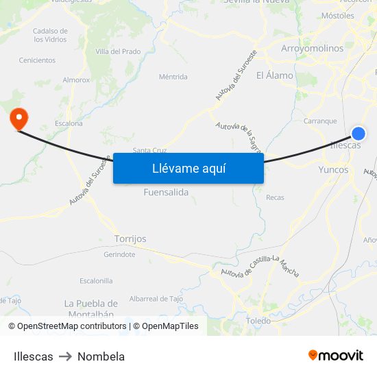Illescas to Nombela map