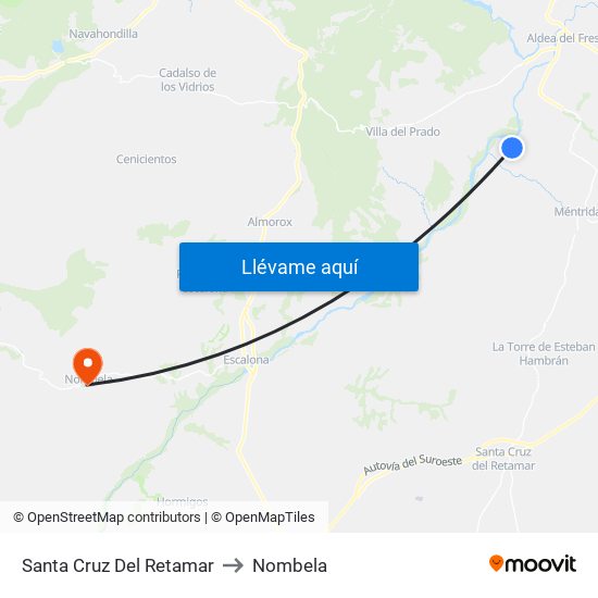 Santa Cruz Del Retamar to Nombela map
