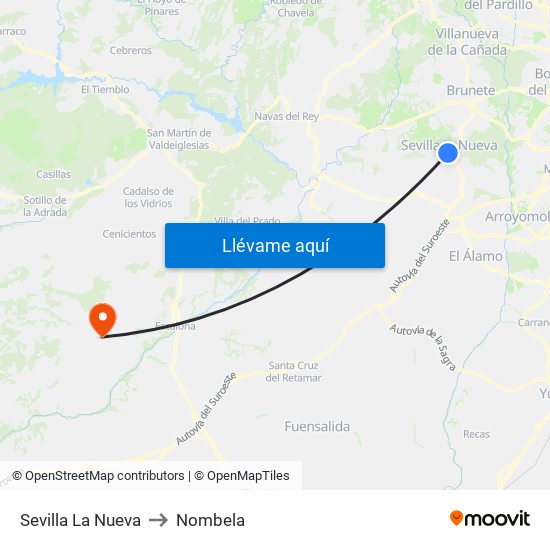 Sevilla La Nueva to Nombela map